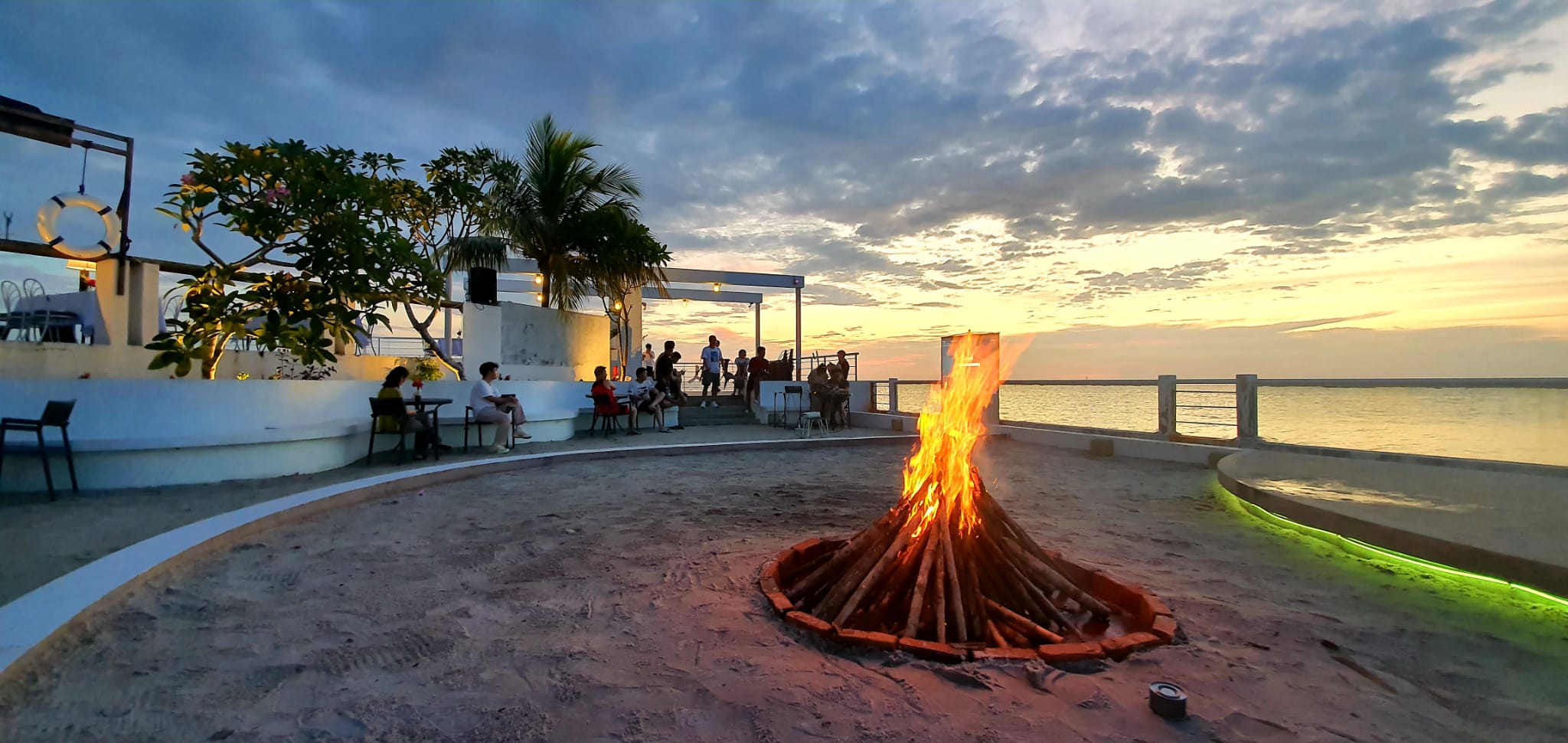 Sunset, bonfire and togetherness