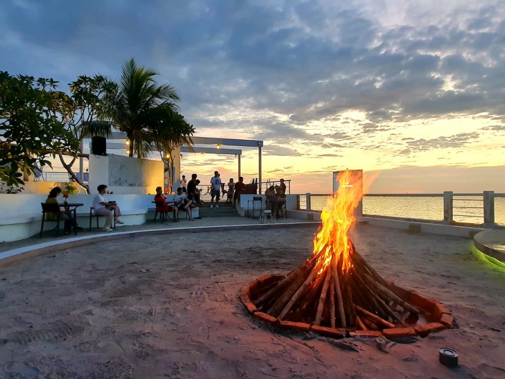 Sunset, bonfire and togetherness